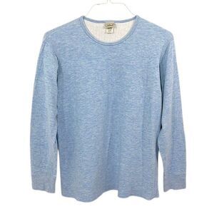L.L. Bean Thermal Top Size Large Regular Wool Cotton Blend Blue